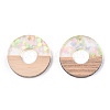 Transparent Resin & White Wood Pendants RESI-N039-31-3