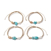 Natural Shell & Pearl & Synthetic Turquoise Braided Bead Bracelets BJEW-JB09914-1