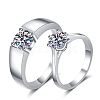 Rhodium Plated 925 Sterling Silver Pave 6.5x3.9mm Moissanite Finger Rings for Women WGF9718-77-5