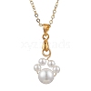 3Pcs 3 Sizes Shell Pearl Round Beaded Paw Print Pendant Necklaces NJEW-JN05171-3