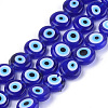 Handmade Evil Eye Lampwork Beads Strands X-LAMP-S191-02C-12-2
