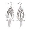 Natural Quartz Crystal Twist Rectangle Dangle Earrings EJEW-JE05315-1