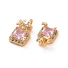 Brass Micro Pave Clear Cubic Zirconia Charms KK-E068-VF220-3