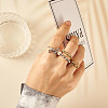 8Pcs 8 Style Brass Rotating Beaded Cuff Rings RJEW-SW0001-01-6