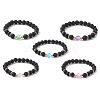 Natural & Synthetic Mixed Gemstone Round Beaded Stretch Bracelet BJEW-JB10009-1
