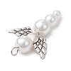 Pearlized Glass Pearl Bead Pendants PALLOY-JF03203-05-4