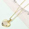 Brass Micro Pave Clear Cubic Zirconia Pendant Necklaces for Women NJEW-M084-02G-03-4