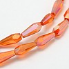 Faceted Rainbow Plated Teardrop Electroplated Glass Beads Strands EGLA-F104-08A-2