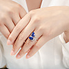 Teardrop Brass Micro Pave Cubic Zirconia Adjustable Cuff Rings for Women FS-WGFBA23-01-3