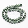 Natural Green Spot Jasper Round Bead Strands G-D678-6mm-2