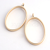 Matte Style Rack Plating Alloy Oval Open Back Bezel Pendants PALLOY-S047-26C-FF-1