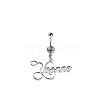 316L Stainless Steel Crystal Rhinestone Customized Letter Dangle Belly Rings FS-WG78412-01-3