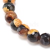 Natural Fire Crackle Agate & Lava Rock Stretch Bracelet BJEW-JB08362-01-5