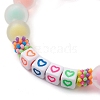 Candy Color Acrylic Heart Beaded Stretch Bracelets for Women BJEW-JB10156-3