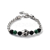 Halloween Skull Natural & Synthetic Mixed Gemstone Beaded Bracelets with 201 Stainless Steel Lobster Claw Clasps BJEW-Q334-13-2