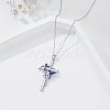 Cross with Bird Alloy Enamel Pendant Necklaces & Dangle Earrings Sets FS-WG79AEB-02-3