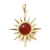 Brass Pave Natural Carnelian(Dyed & Heated) Pendants KK-Q043-17G-1