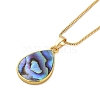 Rack Plating Natural Paua Shell Pendants Necklace NJEW-B104-01I-01G-1