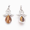 Natural Tiger Eye Pendants G-P378-E03-2