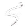 304 Stainless Steel Rectangle Pendant Necklace for Men Women NJEW-P262-16-2