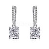 Rectangle 925 Sterling Silver Micro Pave Clear Cubic Zirconia Dangle Hoop Earrings for Woman EJEW-F350-07P-1