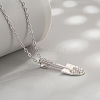 Brass Micro Pave Clear Cubic Zirconia Shovel Pendant Necklaces for Women WG2A015-01-2