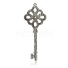 Skeleton Key Antique Silver Plated Alloy Rhinestone Big Pendants RB-L082-17AS-2