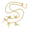Brass Key & Heart Pendant Bib Necklaces NJEW-G183-08G-4