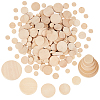   200Pcs 5 Style Flat Round Wooden Cabochons WOOD-PH0002-20-1