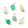 Natural Agate Cube Charms with Golden Tone Iron Loops PALLOY-JF01586-20B-1