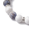 8mm Round Natural Howlite & Blue Spot Jasper Beaded Stretch Bracelets for Women BJEW-TA00529-4