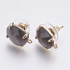 Faceted Glass Stud Earring Findings GLAA-F084-A05-1