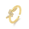 Brass Micro Pave Clear Cubic Zirconia Open Cuff Rings RJEW-G336-01G-4