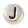 925 Sterling Silver Flat Round with Letter Beads LS-STER-G044-01AS-J-1