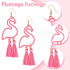 ANATTASOUL 3 Pairs 3 Colors Alloy Flamingo Chandelier Earrings EJEW-AN0004-43-3