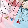 Angel Glass Sead Beaded Wing Pendant Necklaces NJEW-MZ00090-1