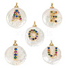 5Pcs 5 Styles Natural Cultured Freshwater Pearl Nuggets with Letter Pendants PEAR-TA0001-27-3