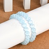 Dyed Natural Selenite Round Beaded Stretch Bracelets for Women G-U005-02G-3