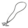 Synthetic Non-magnetic Hematite Elephant Pendant Necklace with Beaded Chains NJEW-E095-01-2
