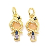 Rack Plating Brass Cubic Zirconia Charms for Women KK-Q798-01J-G-1