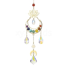 7 Chakra Gemstone & Lotus Moon Hanging Ornaments HJEW-TA00176