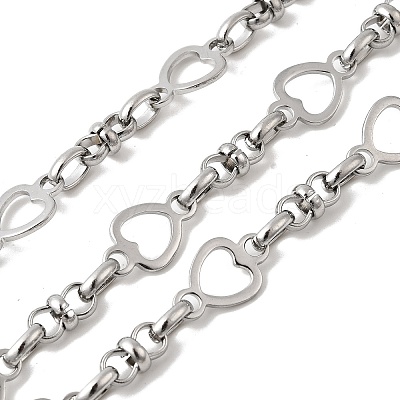 304 Stainless Steel Heart Link Chains CHS-K024-04P-1