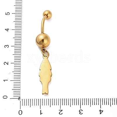 304 Stainless Steel Crystal Rhinestone Carved Barbell Dangle Belly Rings STAS-C147-18B-G-1