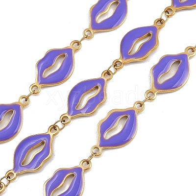 304 Stainless Steel Enamel Lip Link Chains CHS-K023-03G-03-1