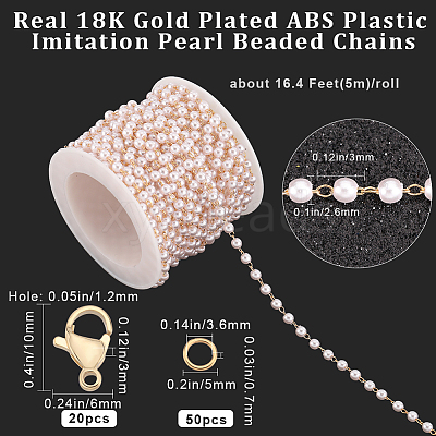 DIY Imitation Pearl Beaded Chain Bracelet Necklace Making Kit CHC-BBC0001-07-1