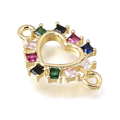 Brass Pave Cubic Zirconia Connector Charms KK-E802-15G-A-1