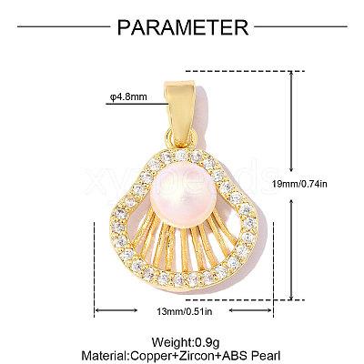 Brass Clear Cubic Zirconia Pendants KK-OY001-09G-1