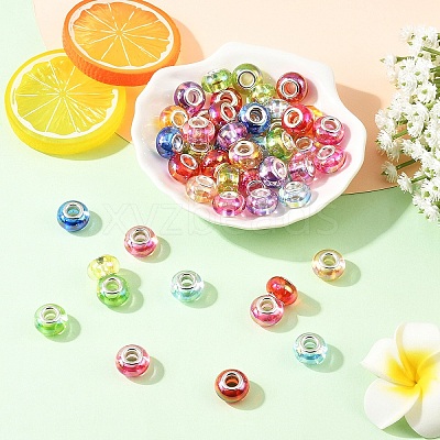 50Pcs UV Plating Resin European Beads RESI-YW0005-81-1