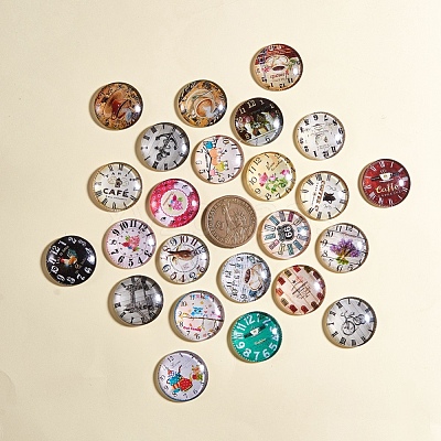 Printed Picture Glass Cabochons GGLA-YW0001-01B-1