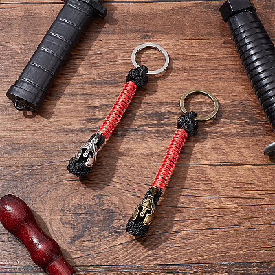 2Pcs 2 Colors Handmade Spartan Nylon Parachute Cord Keychain for Men KEYC-DR0001-13-1